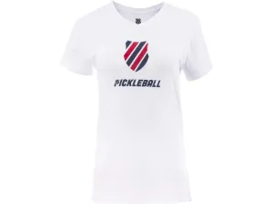 194432-114 | WOMENS PICKLEBALL T-SHIRT | WHITE/BLUE/RED