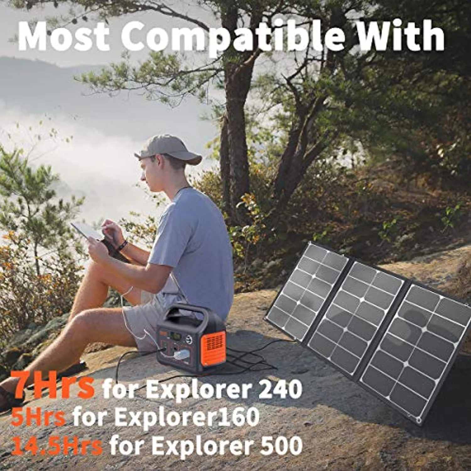 60W Solar Panel for Explorer 160/240/500 and HLS290 as Portable Solar Generator, Portable Foldable Solar Charger for Summer Camping