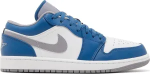 Air Jordan 1 Low True Blue Cement Sneakers, blue