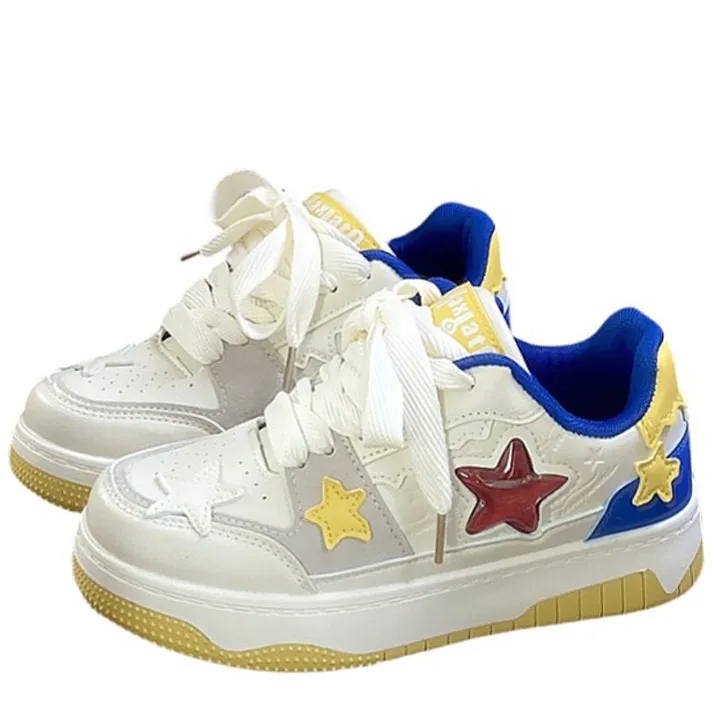 Blue & Yellow Aesthetic Star Sneakers