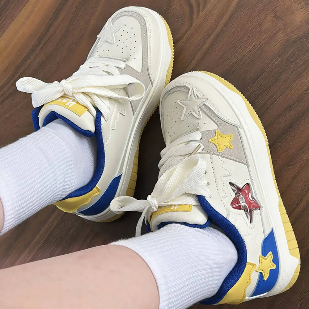 Blue & Yellow Aesthetic Star Sneakers