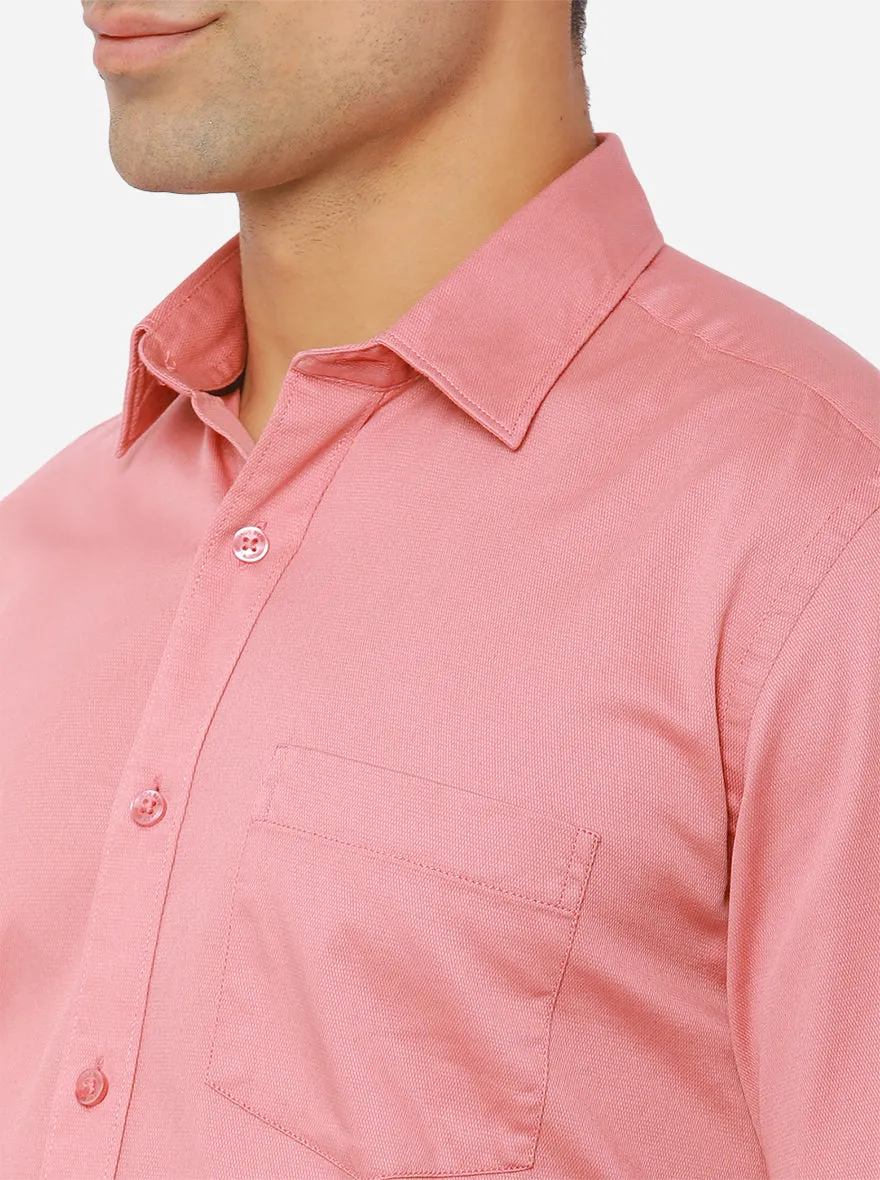 Blush Pink Solid Slim Fit Casual Shirt | JadeBlue