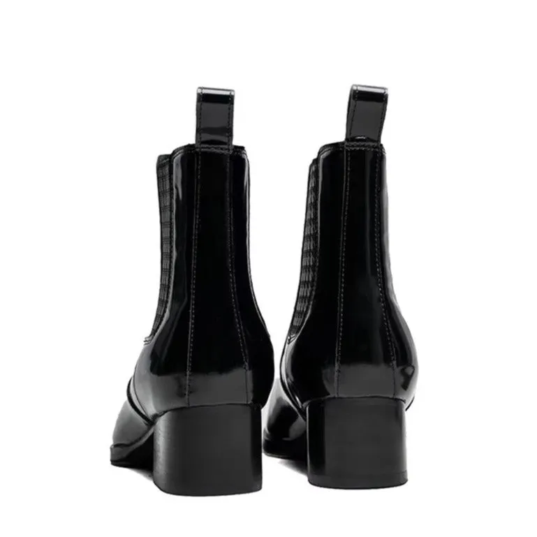 Chic Leather Pointed Toe Chelsea Boots