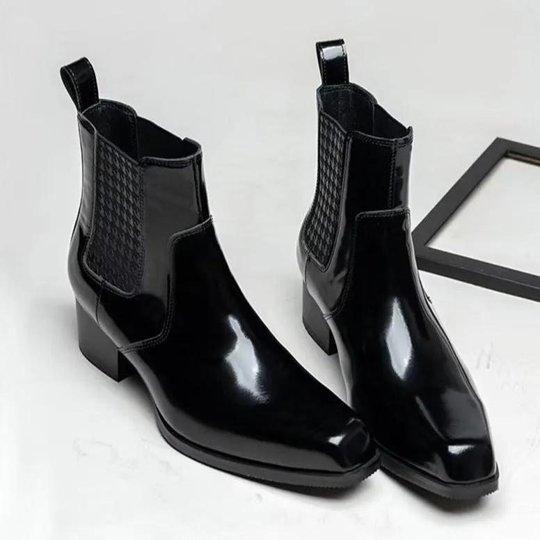 Chic Leather Pointed Toe Chelsea Boots