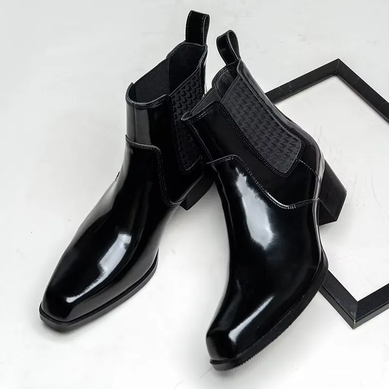 Chic Leather Pointed Toe Chelsea Boots