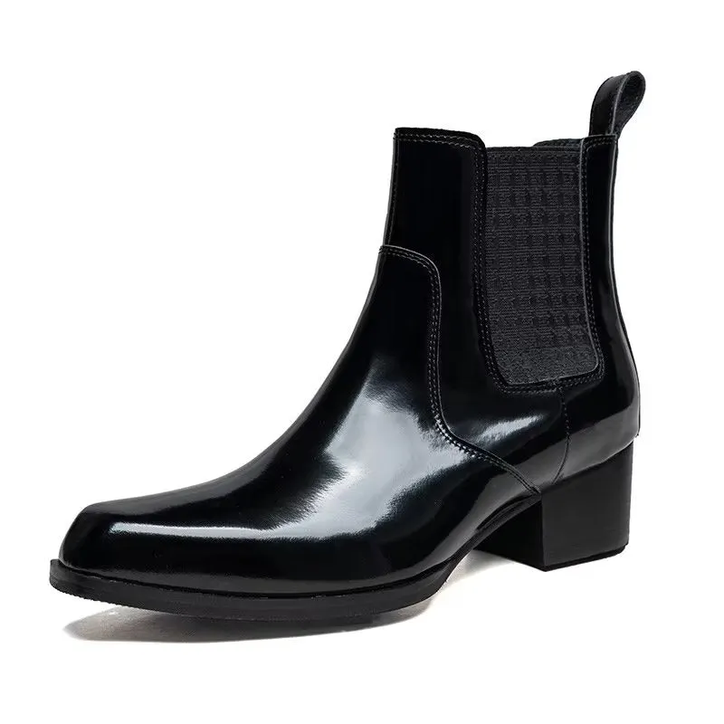 Chic Leather Pointed Toe Chelsea Boots