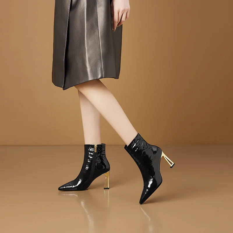 Chic Pointed Toe Zip High Heel Boots