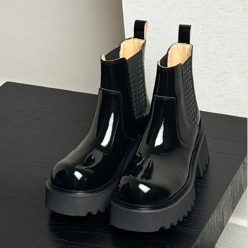 ChicHide Slip-On Platform Big Head Ankle Boots