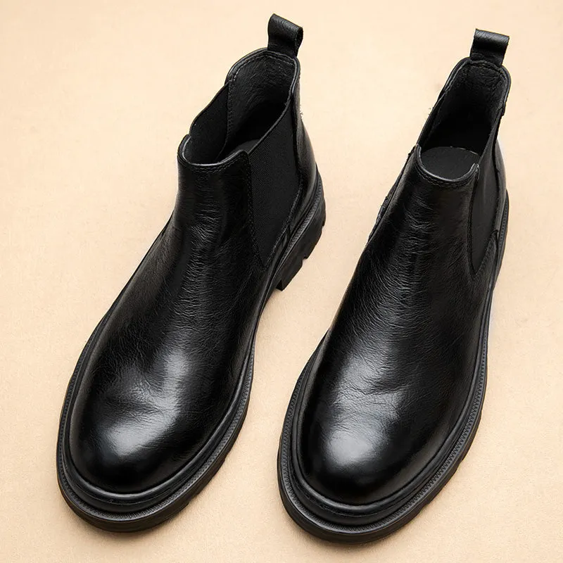 ChicLeather Slip-On Ankle Boots