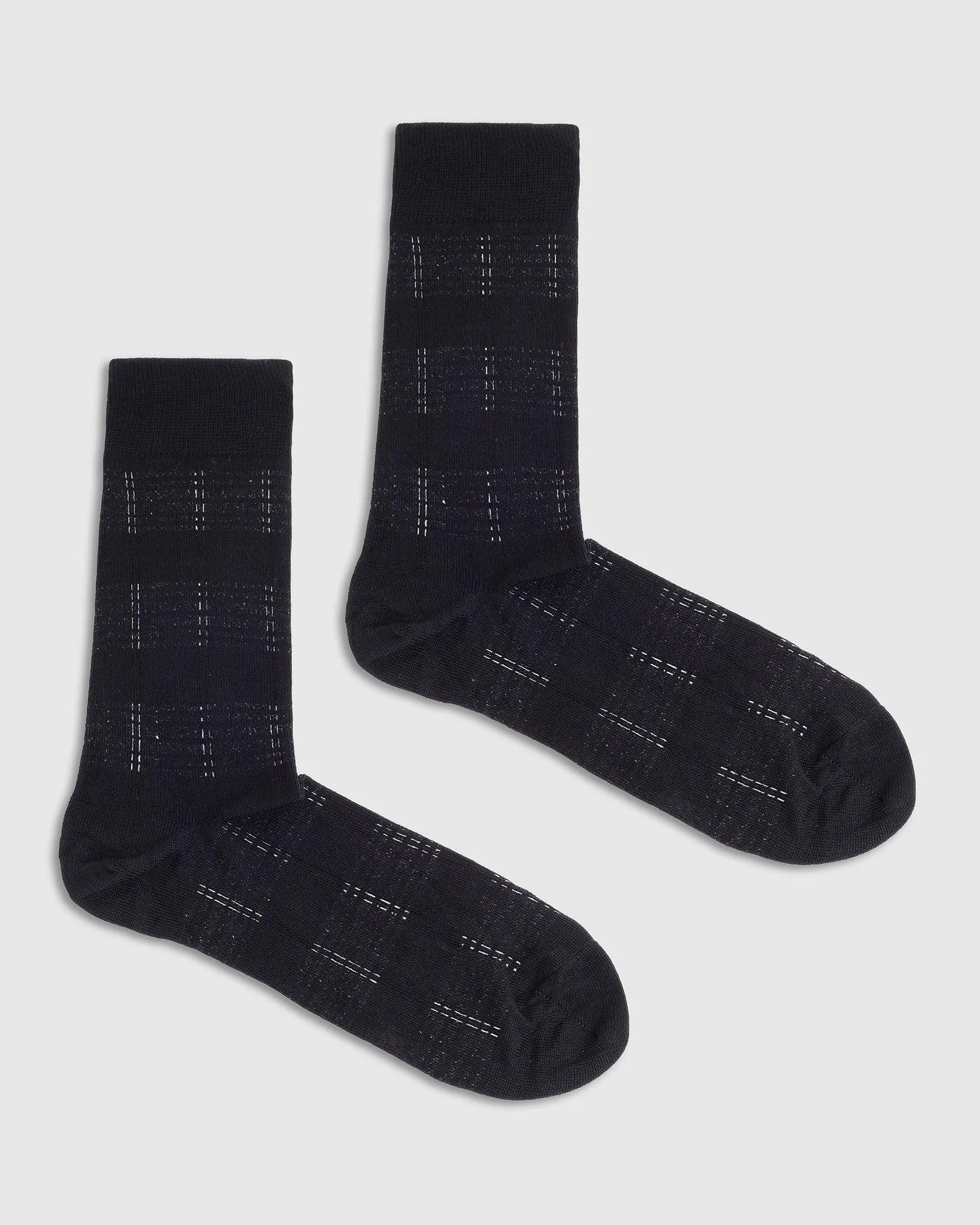 Cotton Black Check Socks - Richland