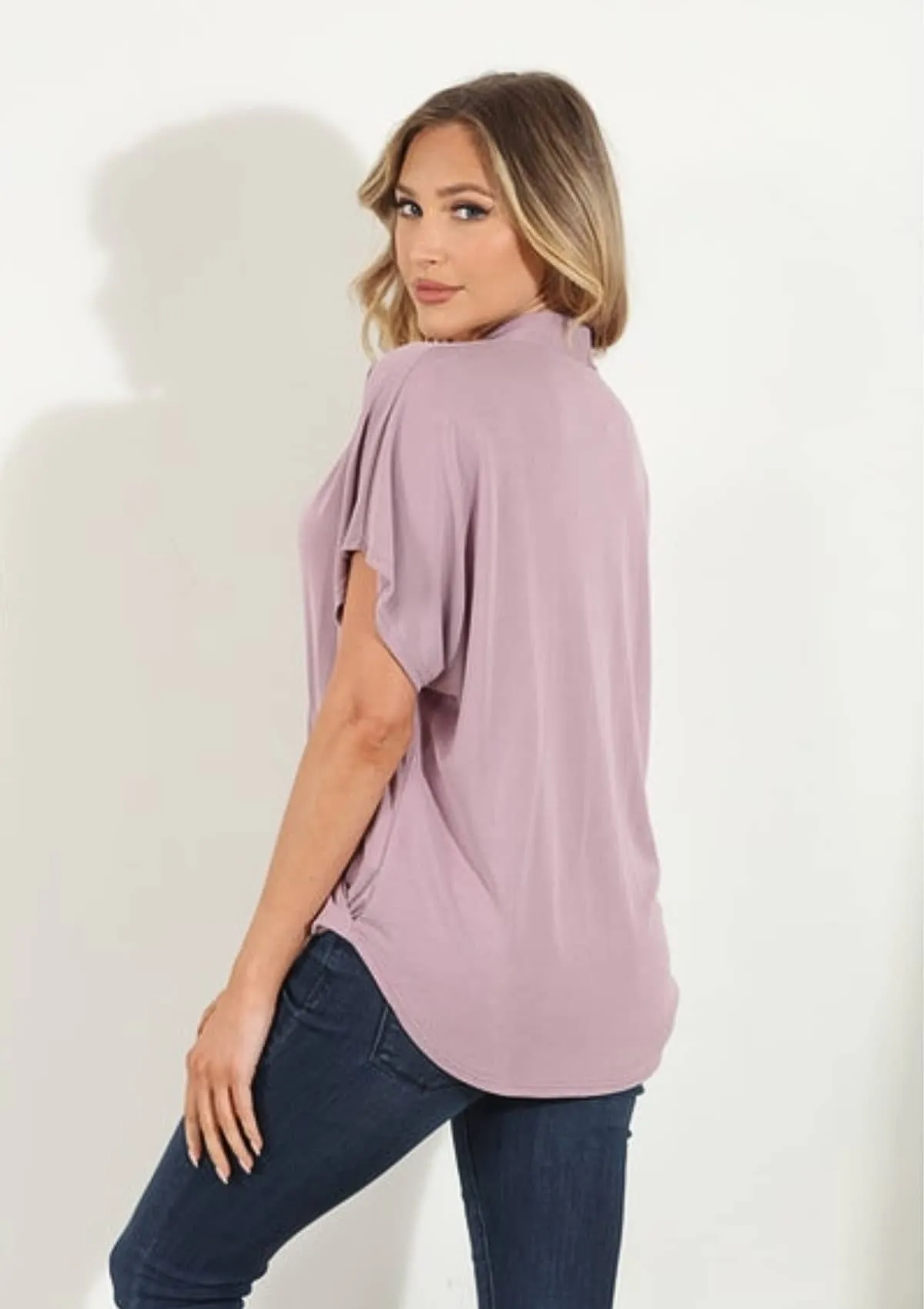 Cupro Surplice Tee - Light Mauve