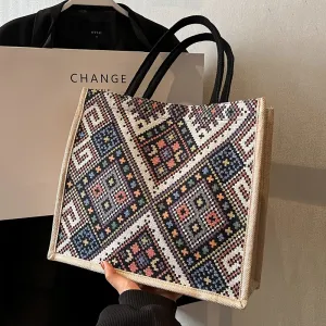 Ethnic Style Geometric Tote Shop School Travel with Style