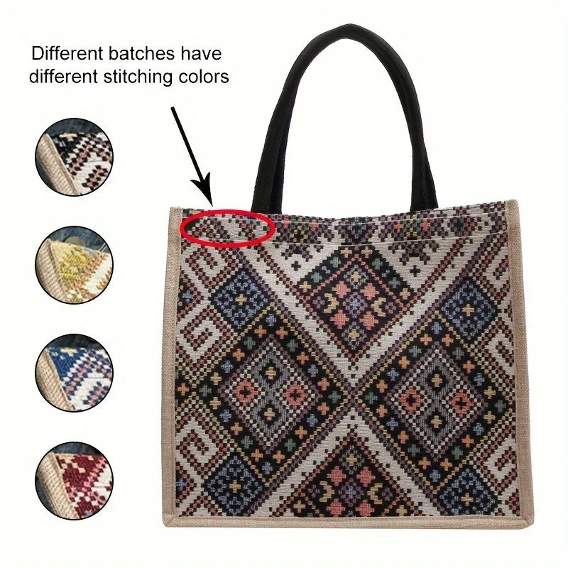 Ethnic Style Geometric Tote Shop School Travel with Style