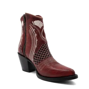 Ferrini Womens Savannah V-Toe Red Leather Ankle Boots