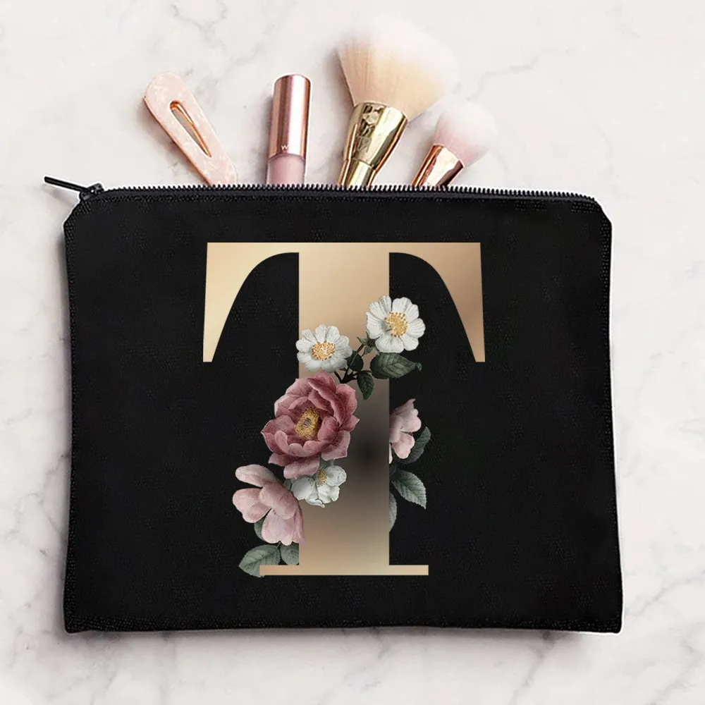 Floral Print Cosmetic Bag Chic Wedding Clutch for Travel