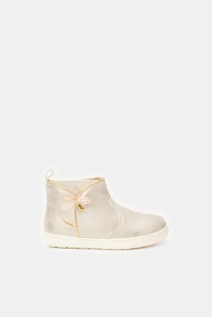 Girls Gold Floral Chelsea Boot