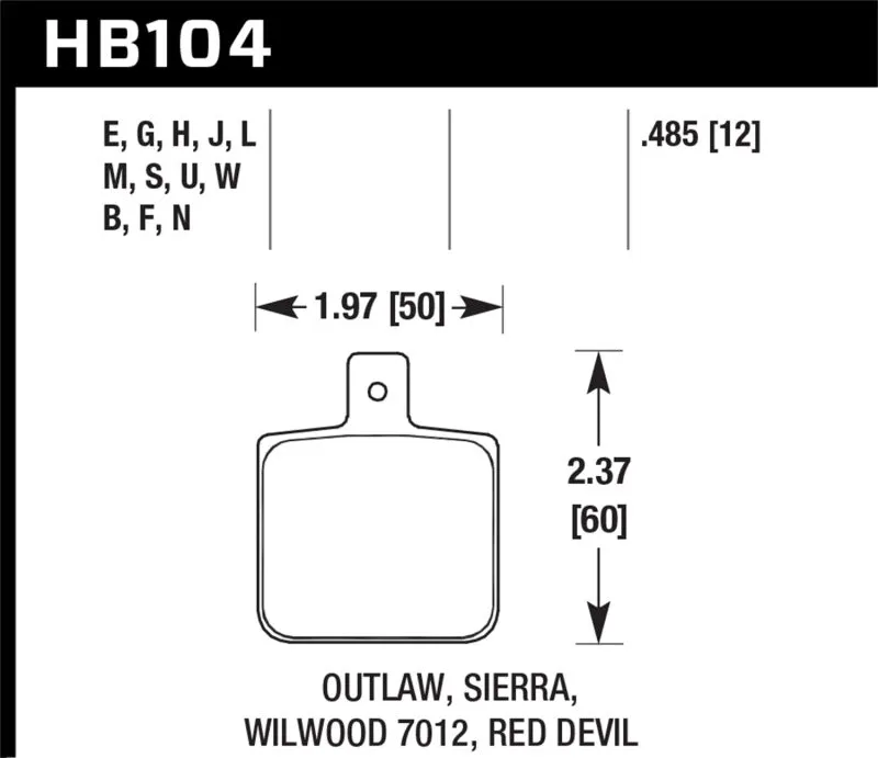 Hawk HP  Sport Brake Pads - Sierra/Outlaw/Wilwood - HB104N.485