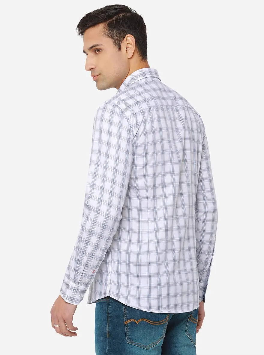 Ivory White Checked Slim Fit Casual Shirt | JadeBlue