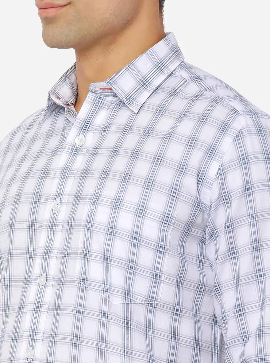 Ivory White Checked Slim Fit Casual Shirt | JadeBlue