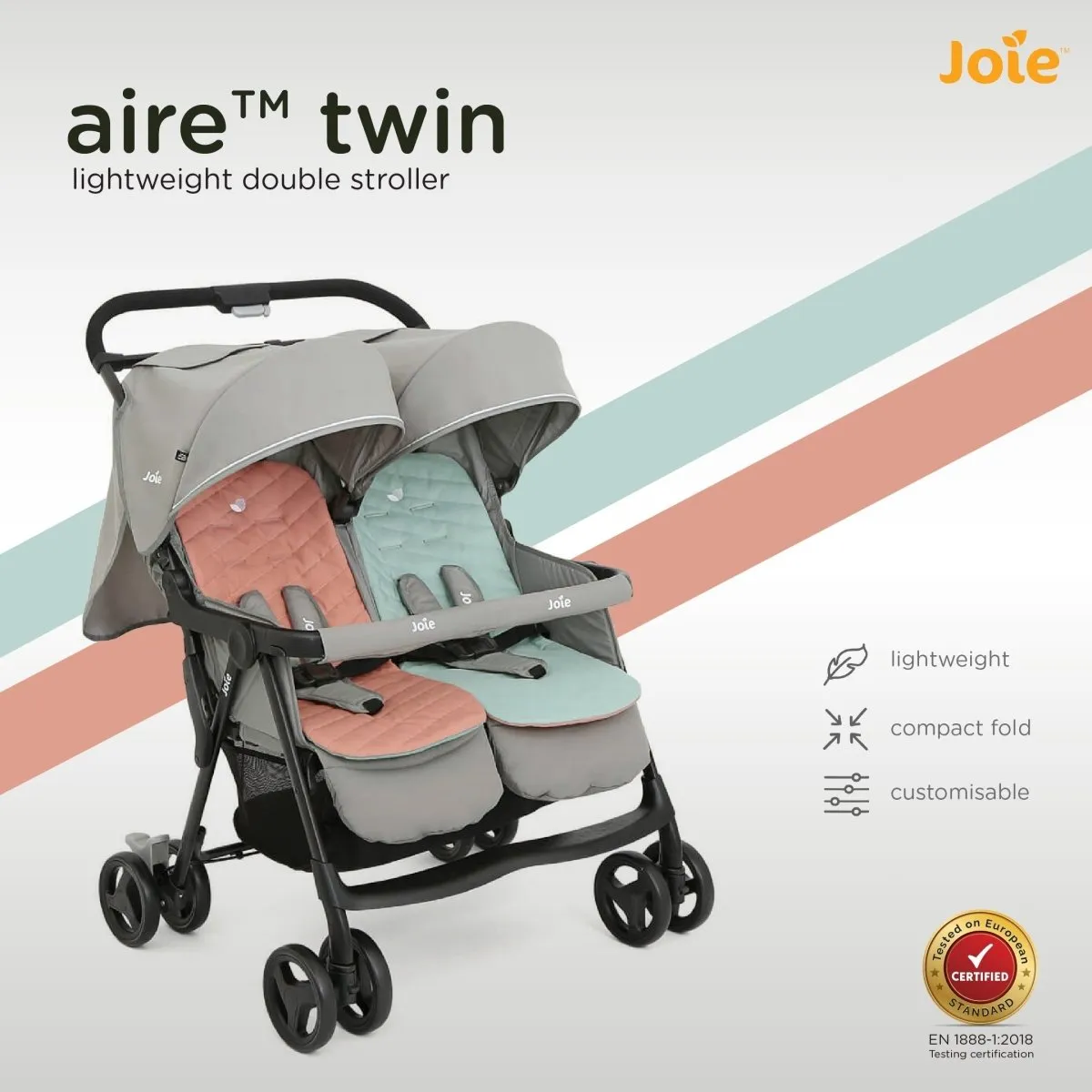 Joie Aire Twin W/ Rc Stroller Nectar & Mineral