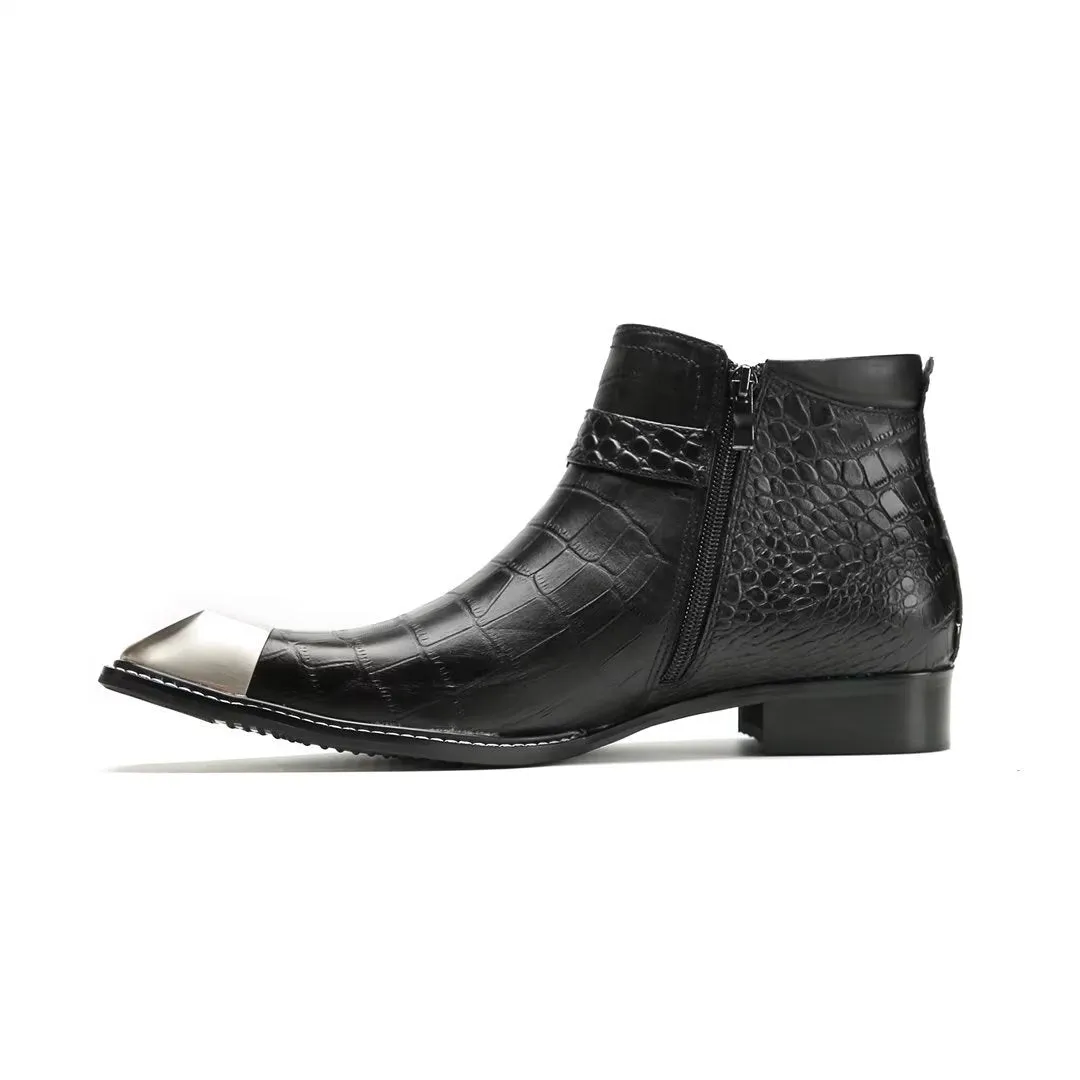 LeatherLux Exquisite Cowhide Ankle Boots