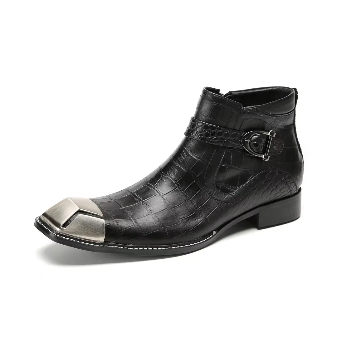 LeatherLux Exquisite Cowhide Ankle Boots