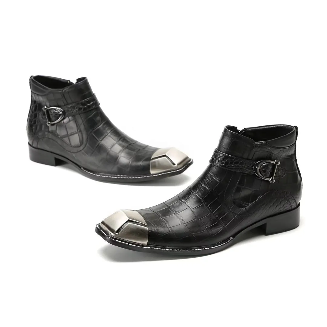 LeatherLux Exquisite Cowhide Ankle Boots