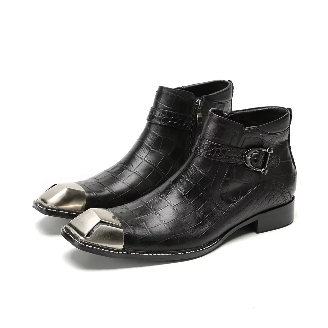 LeatherLux Exquisite Cowhide Ankle Boots