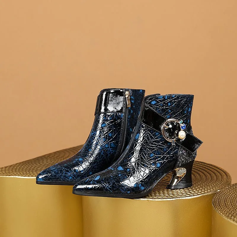 LeatherLuxe Alligator Exotic Ankle Boots