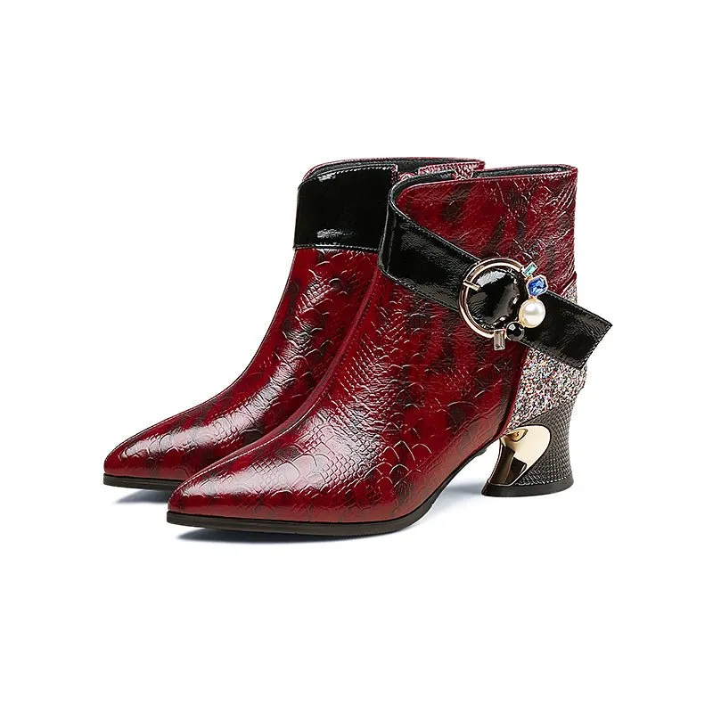 LeatherLuxe Alligator Exotic Ankle Boots