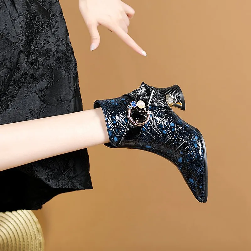 LeatherLuxe Alligator Exotic Ankle Boots