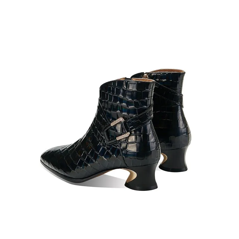 LuxCroco Exotic Pointed Toe Ankle Boots