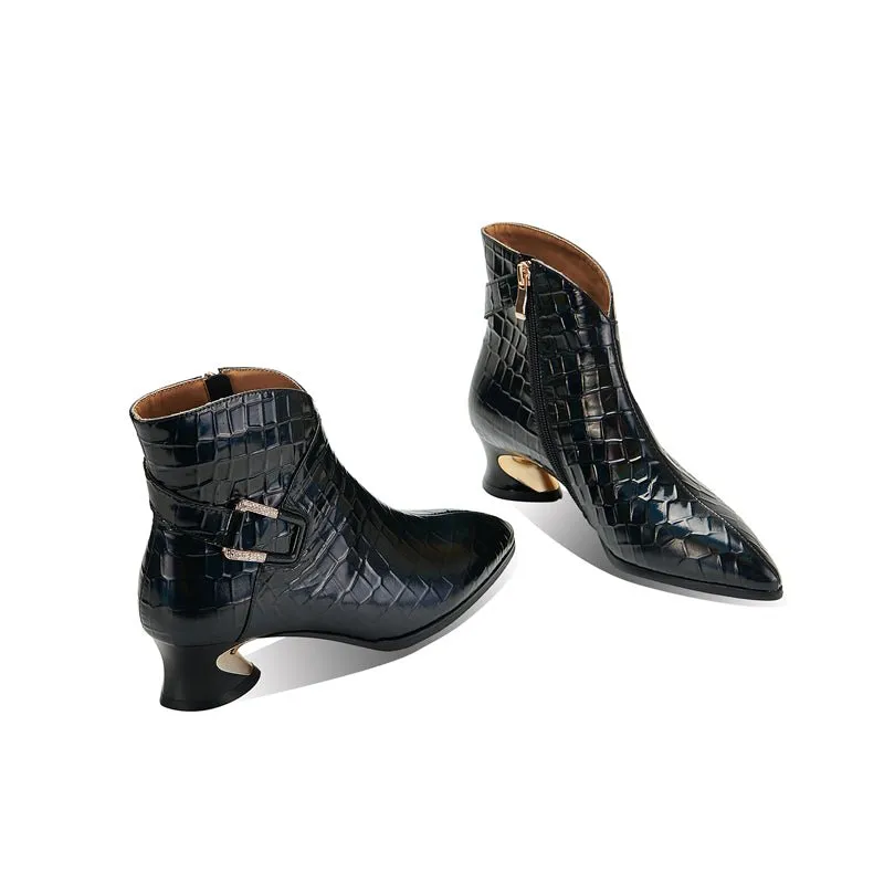 LuxCroco Exotic Pointed Toe Ankle Boots