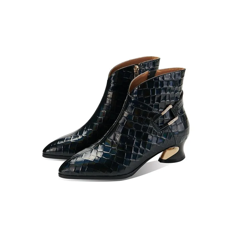 LuxCroco Exotic Pointed Toe Ankle Boots