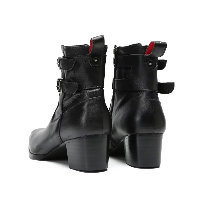 LuxeZip Elegant Leather Ankle Boots