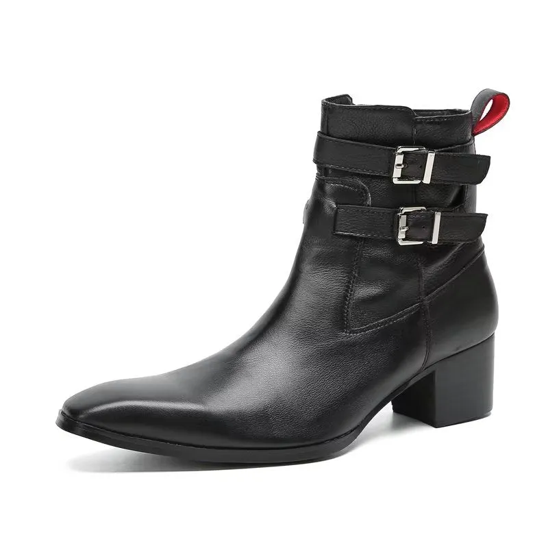 LuxeZip Elegant Leather Ankle Boots