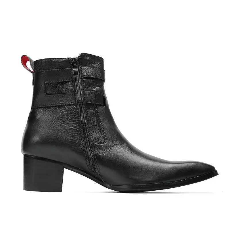 LuxeZip Elegant Leather Ankle Boots