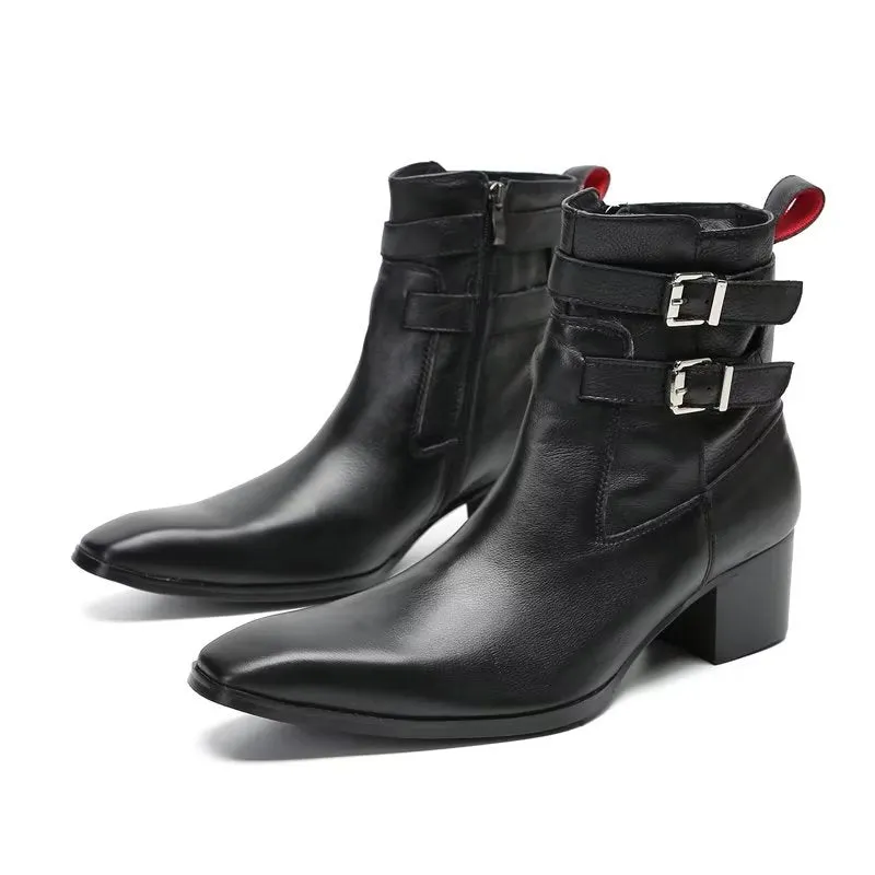 LuxeZip Elegant Leather Ankle Boots