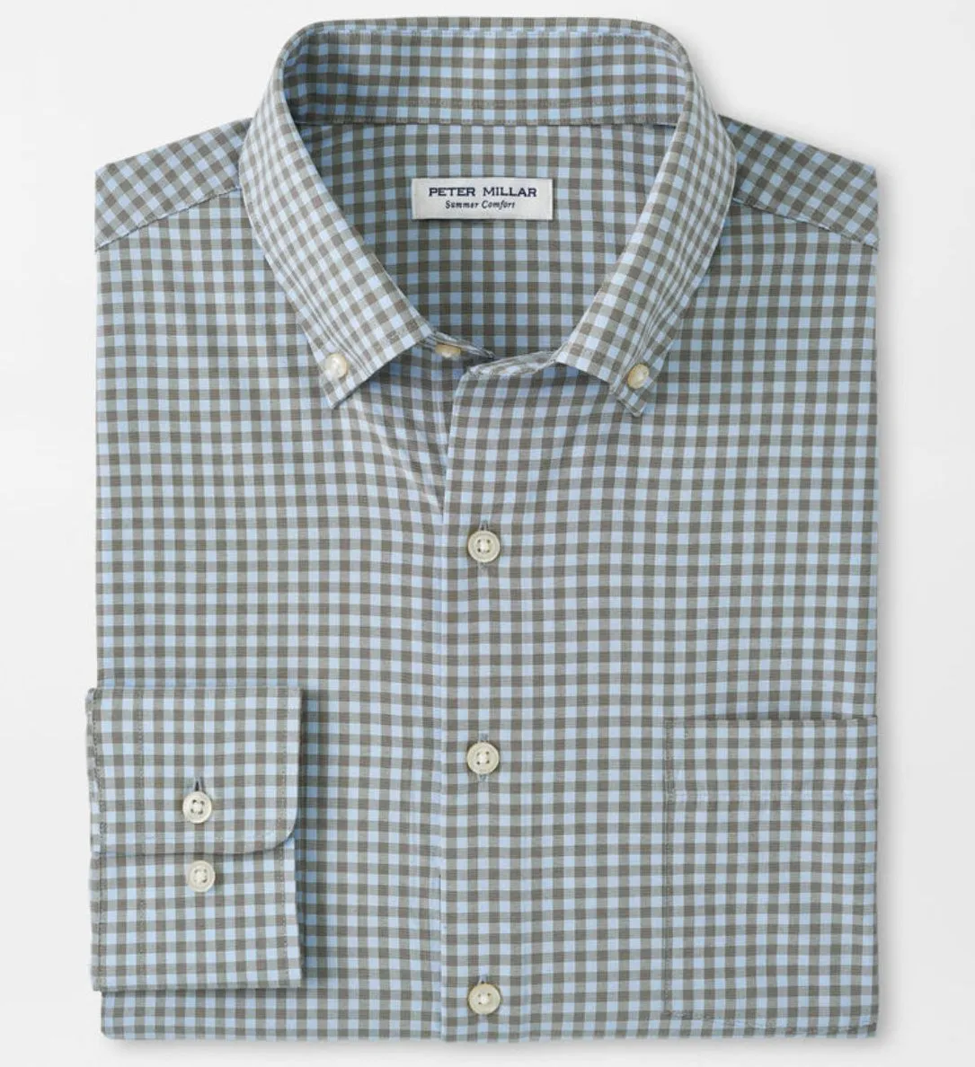 Murray Performance Poplin Sport Shirt in Dark Olive by Peter Millar