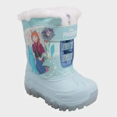 New - Frozen Toddler Hook-And-Loop Ankle Themed Boots 2.5" Wedge Heel Adjustable Strap