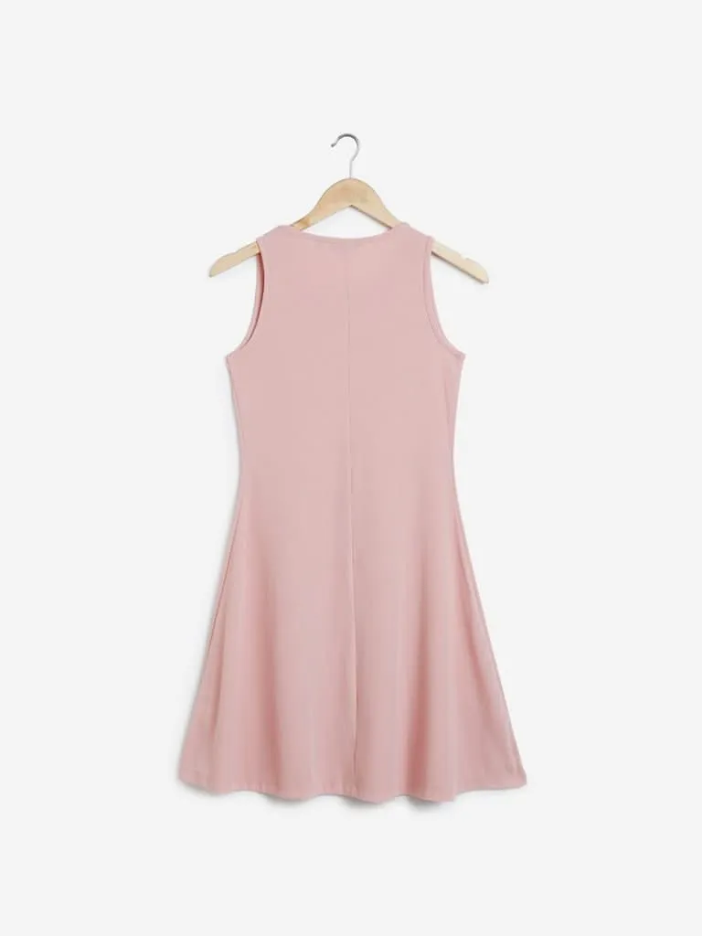 Nuon Pink Corduroy Textured Midi Dress