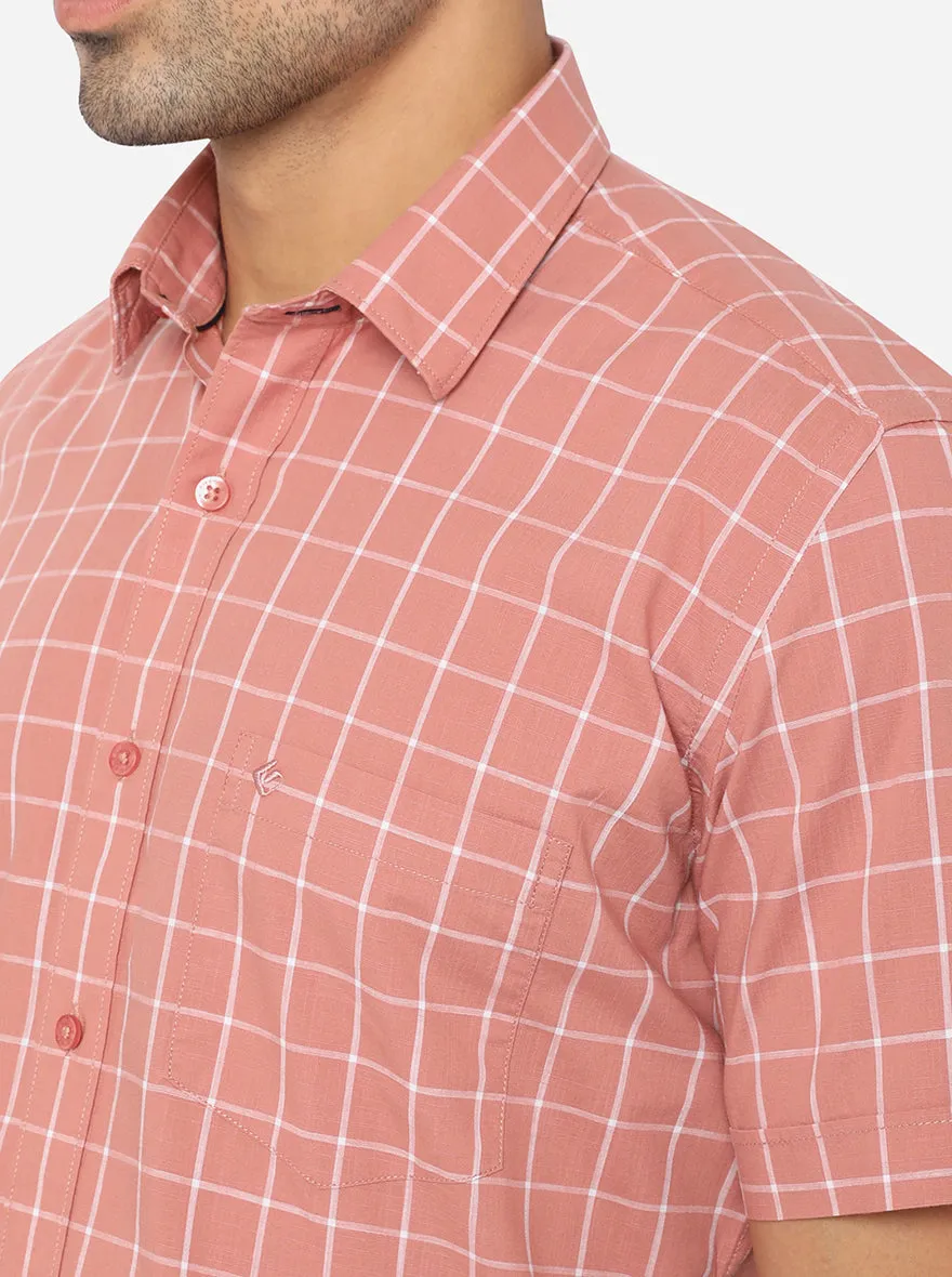 Pink Checked Smart Fit Casual Shirt | Greenfibre