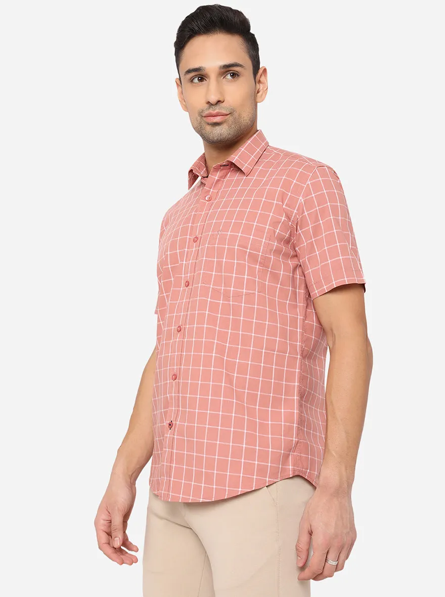 Pink Checked Smart Fit Casual Shirt | Greenfibre