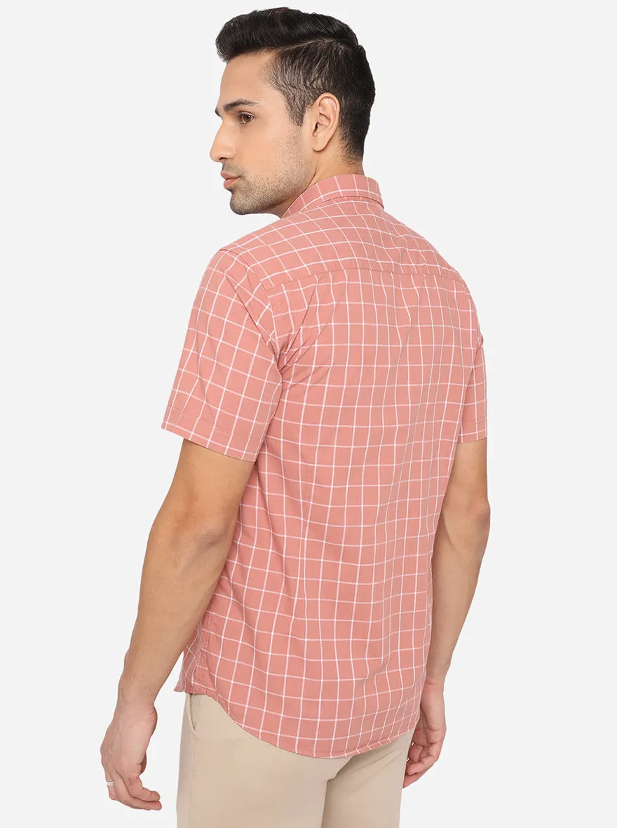 Pink Checked Smart Fit Casual Shirt | Greenfibre