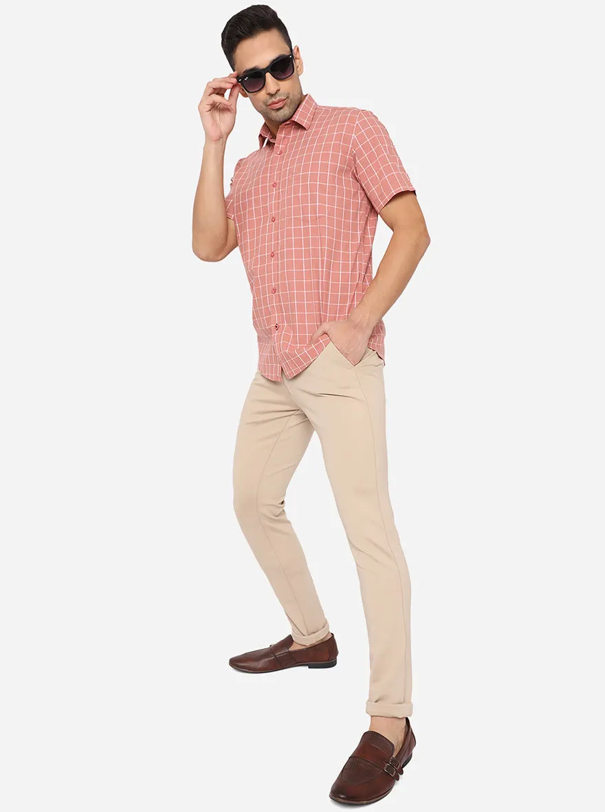 Pink Checked Smart Fit Casual Shirt | Greenfibre