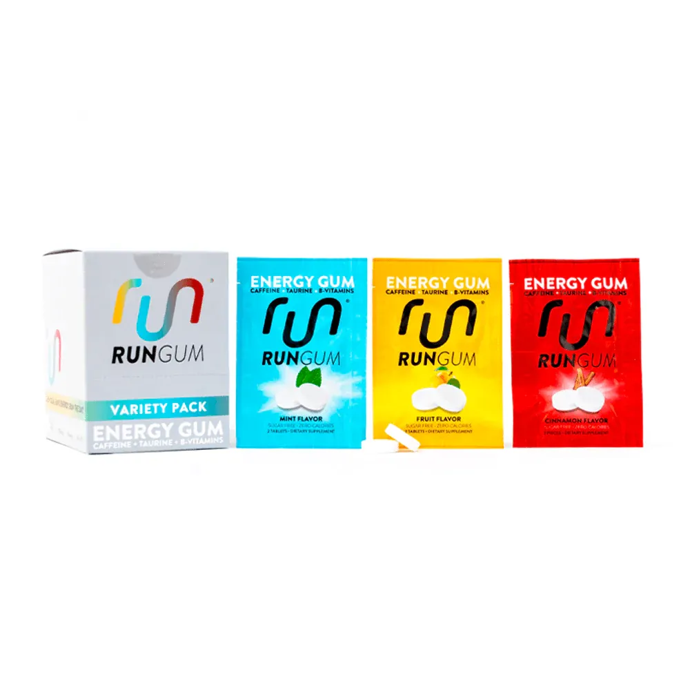 Run Gum | Single Pack | Compressed Energy Gum | Caffeine Taurine B-Vitamins