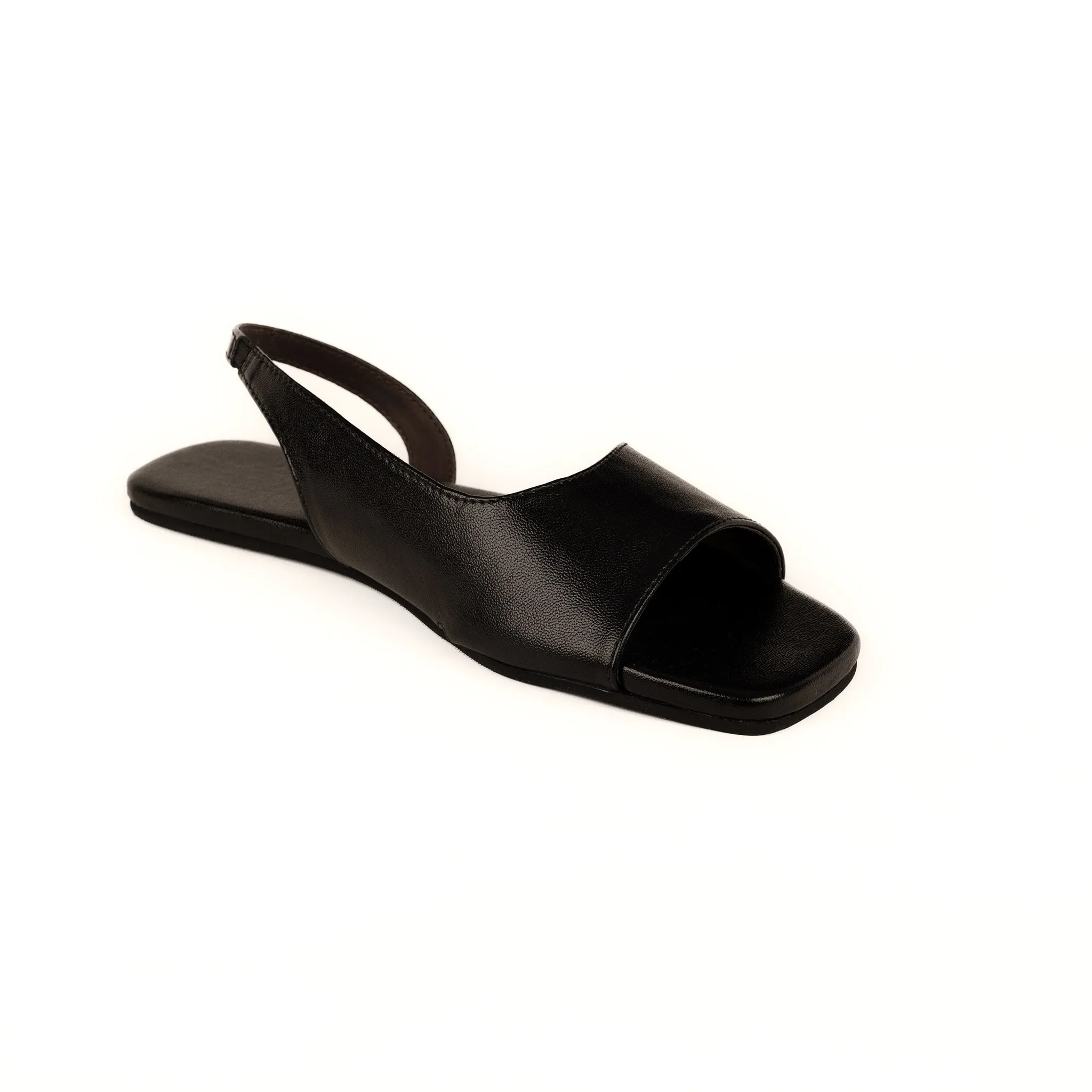 Seashell Slingback Vegan Leather Black Women Sandals