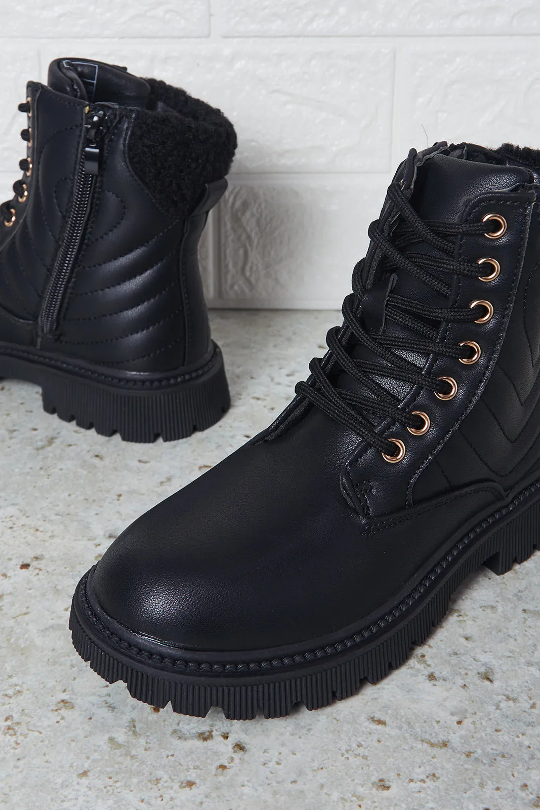 Senior Girls Black Ankle Length Boots