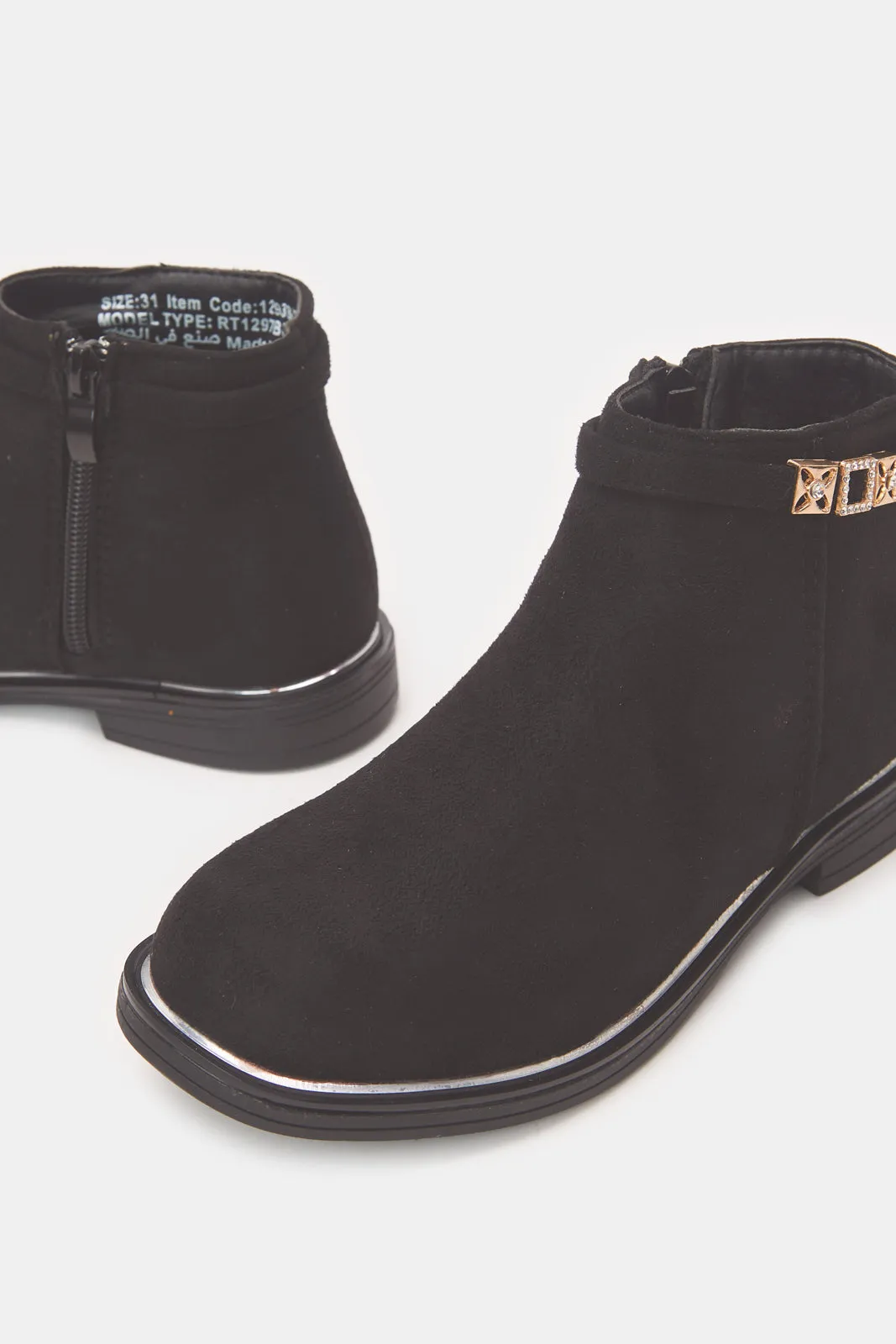 Senior Girls Black Suede Chelsea Boots