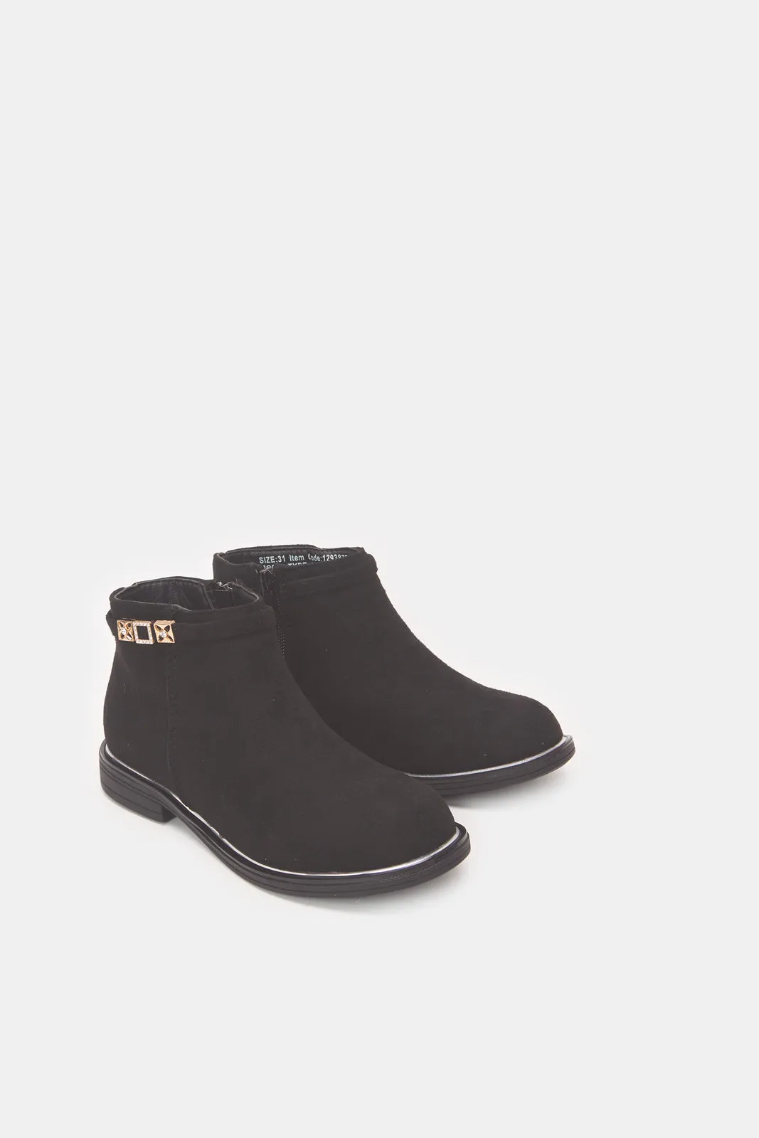 Senior Girls Black Suede Chelsea Boots